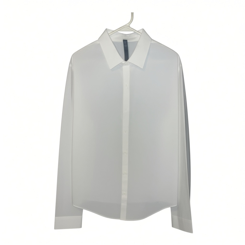 Lululemon Long Sleeve Button-Up White Shirt Blouse Size L